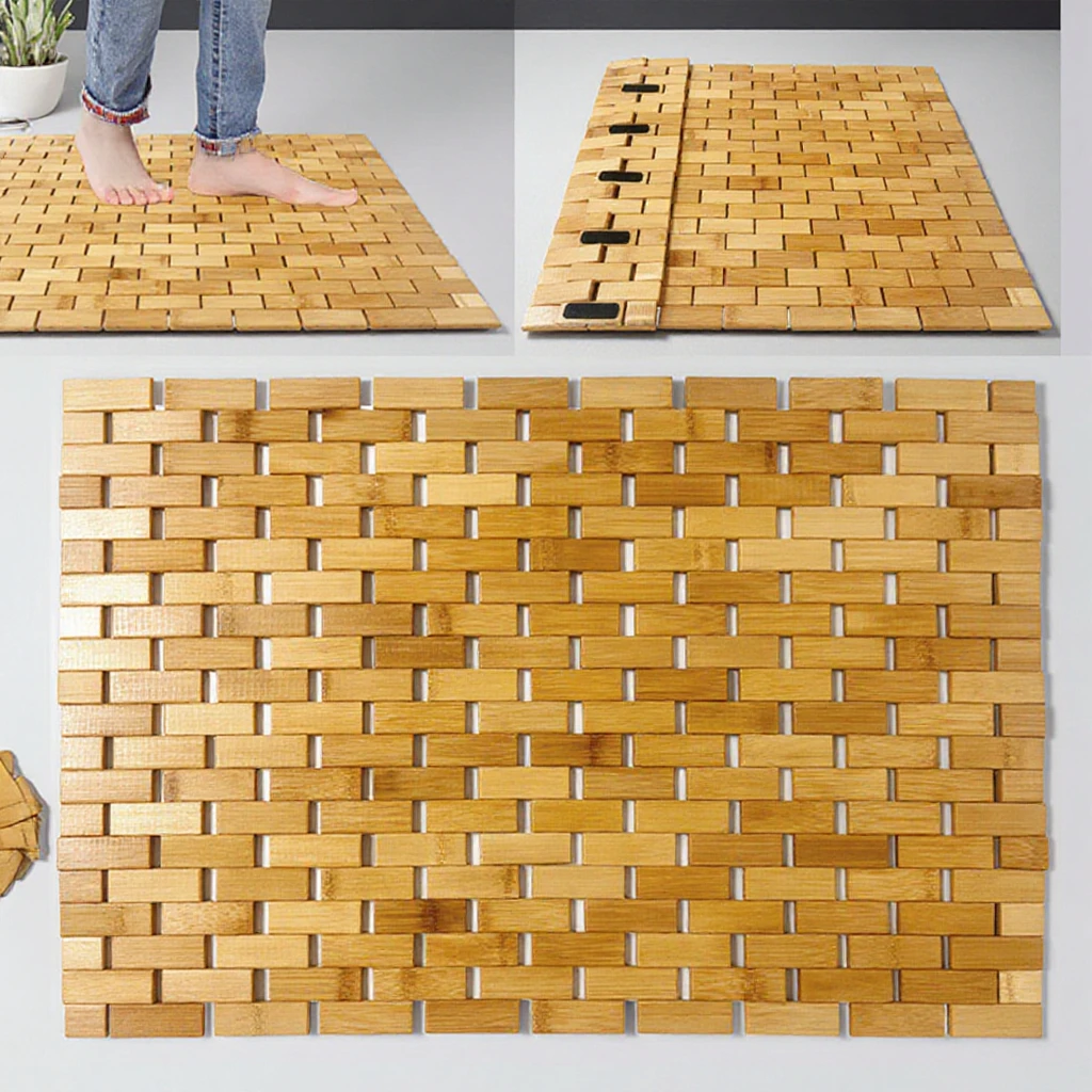 Alfombras De Bano Tapis De Bain Bath Shower Mat Foldable Non slip Toilet Pet Mat Bathtub Shower Entry Doormat Bamboo Bath Mat