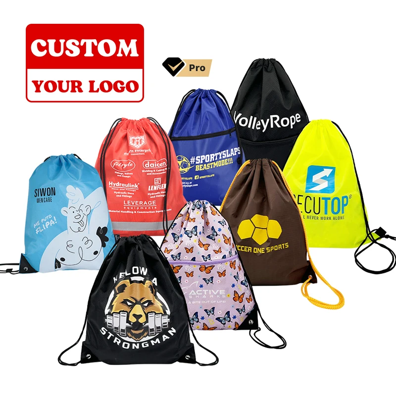 Custom Recycled Cheap Drawstring Bag Nylon Gym Sports Draw String Bags 420D Polyester Sport Drawstring Backpack bag