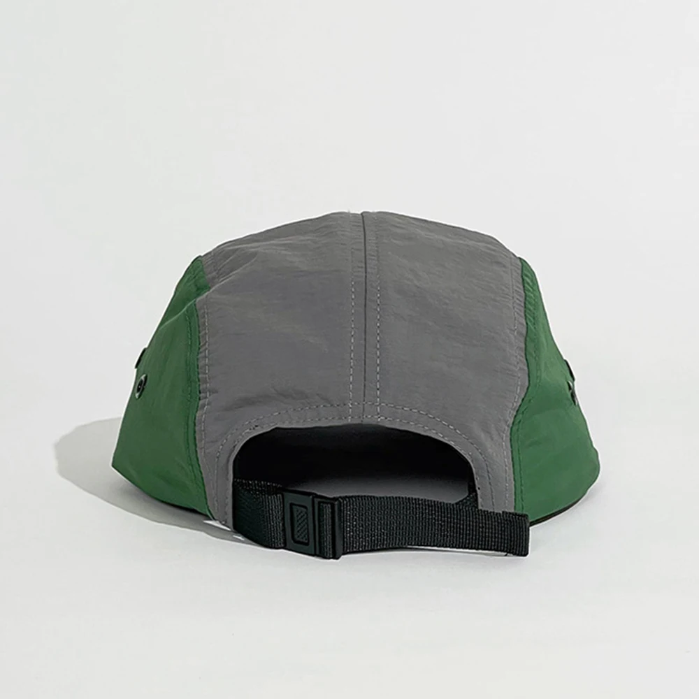 Custom logo breathable laser cut perforated Outdoor Two Tone color nylon 5 Panel Cap hats Sun Protection for Running Hiking cap