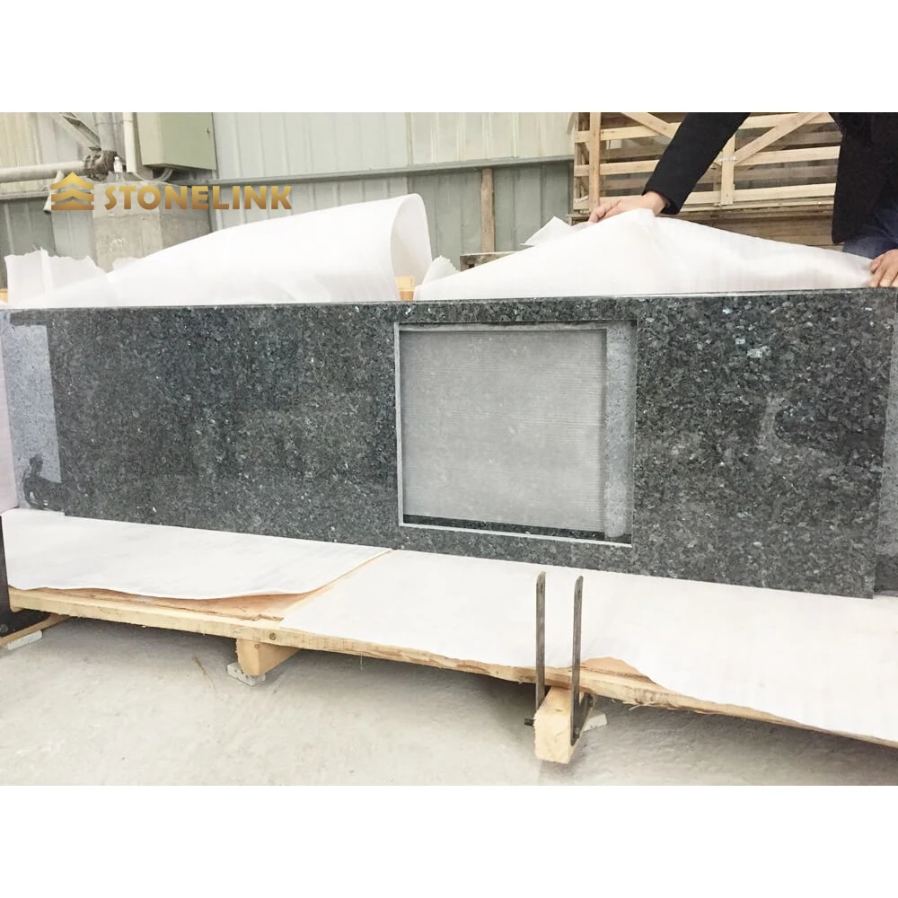 Stonelink Fabricated Production Good Quality Blue pearl granite stone kitchen countertop