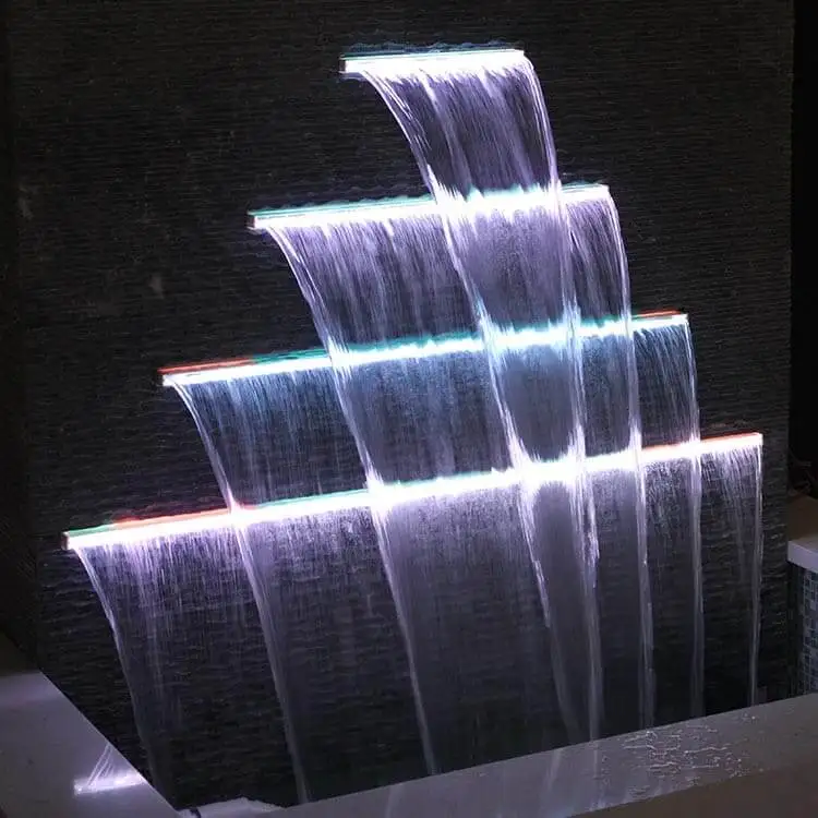 Exquisite Home garden Outdoor decorative Led light wall hanging waterfall sheer descent fountain pool waterfalls