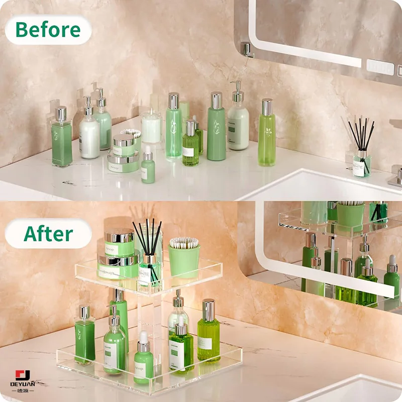 2 & 3 Tier Acrylic Makeup Perfume Organizer Display Tray Stand racks for Organizing Perfume Bottles
