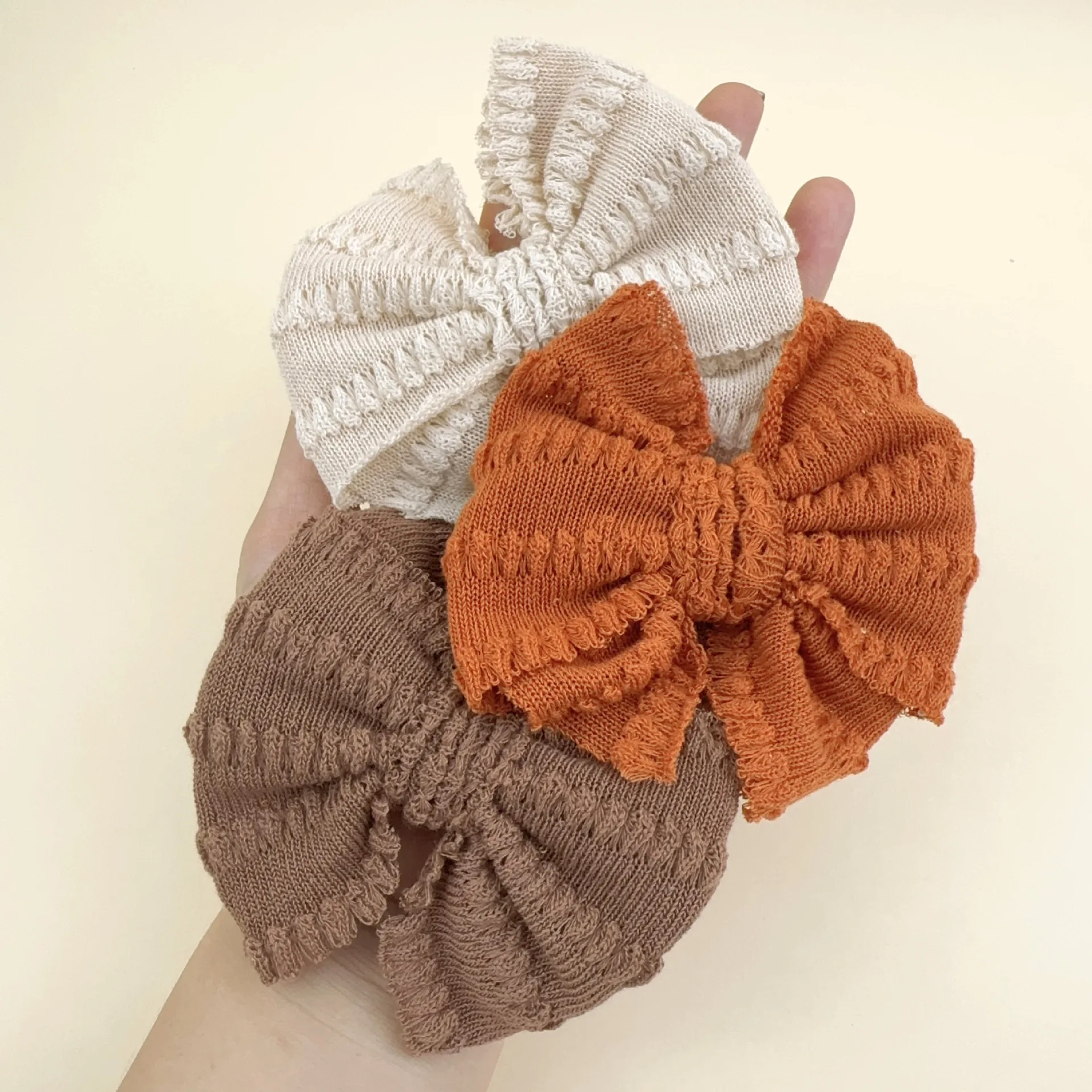 Wholesale Baby Turban Hair Accessories New Style Kids Skinny Elastic Band Nylon Knot Newborn Hair Bow Nylon Headbands
