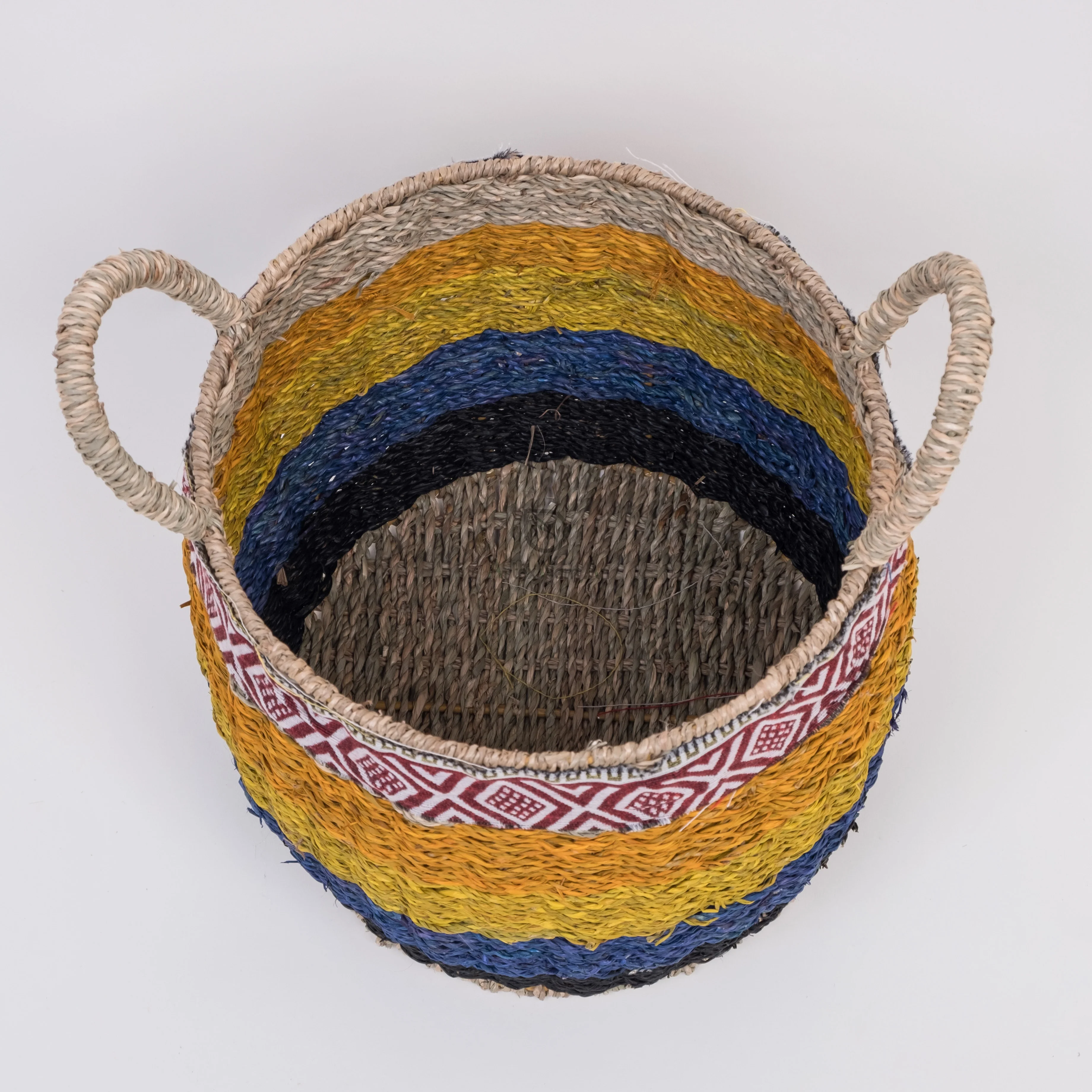 Boho decor round small seagrass african basket also woven storage laundry basket with handles wholesale