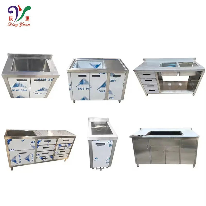 Chinese manufacturer industrial silver 304 stainless steel kitchen sink with double bowl & workstation for catering hotel use