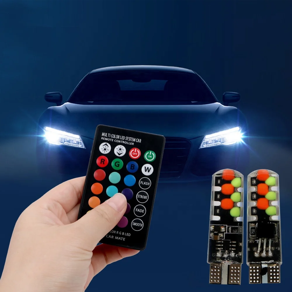 Car LED Atmosphere Lights T10 bulb W5W parking light  Remote Control Interior Lights RGB
