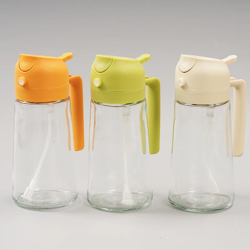 2024 New Design 470ml Kitchen 2-in-1 Glass Oil Dispenser and Olive Oil Bottle Spray/Invert Integrated Oil Pot