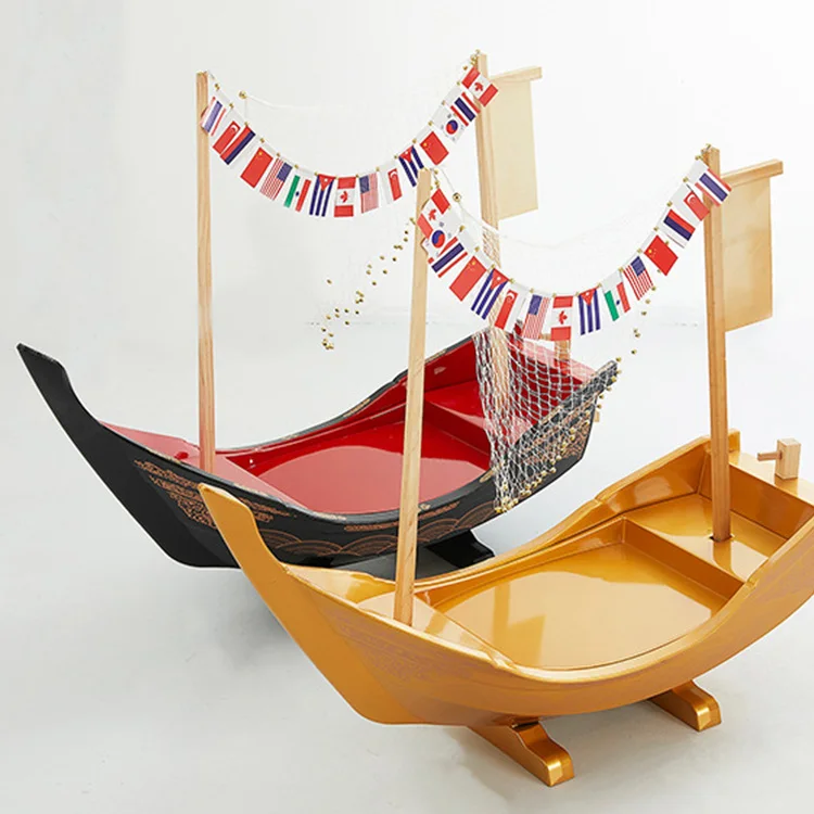 Harmony Big Container Restaurant Cheap Black Serving Tray Sushidisplay Large ABS Large Plastic Sushi Boat