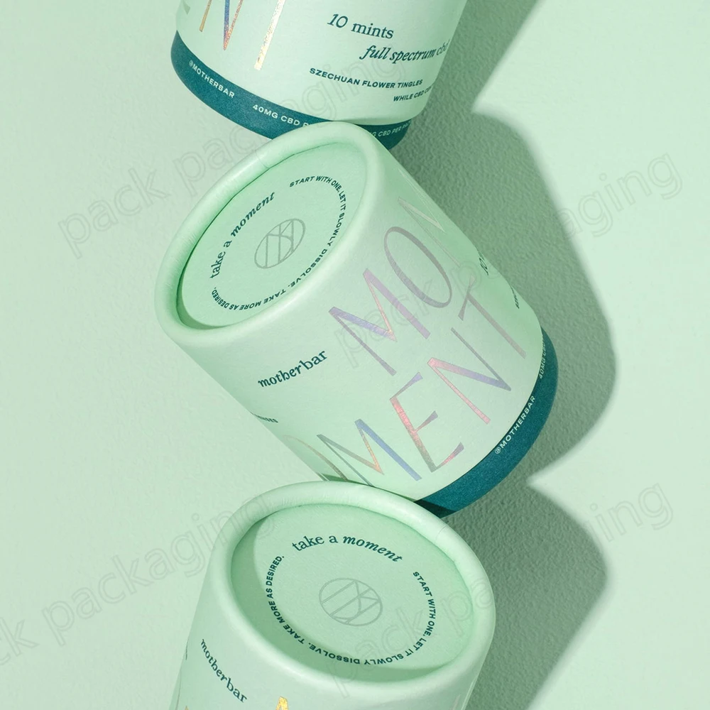 Packaging Design Eco-Friendly Food Grade Loose Leaf Craft Paper Cardboard Round Tea  Jar Boxes Empty Herbal Tea Bag Packaging