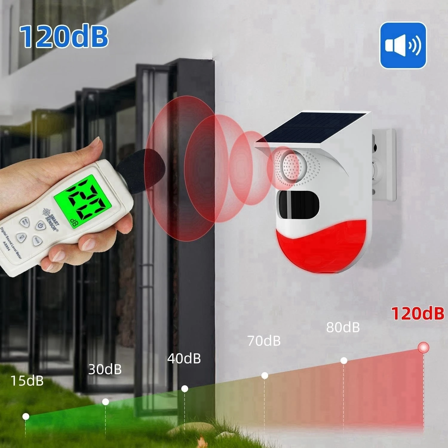 WiFi Solar Alarm Light with Motion Sensor PIR Sensor Infrared Detector Outdoor Solar Alarm with Waterproof Monitor  for Home