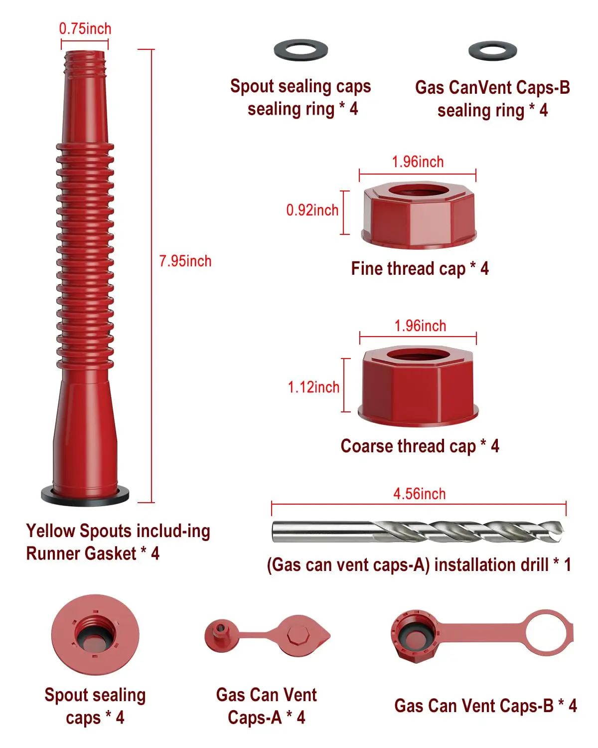 No-Spill Replacement Gas Can Spouts Kit with Vent Flexible Pour Nozzle Fit for Most 1/2/5/10 Gallon Oil Cans