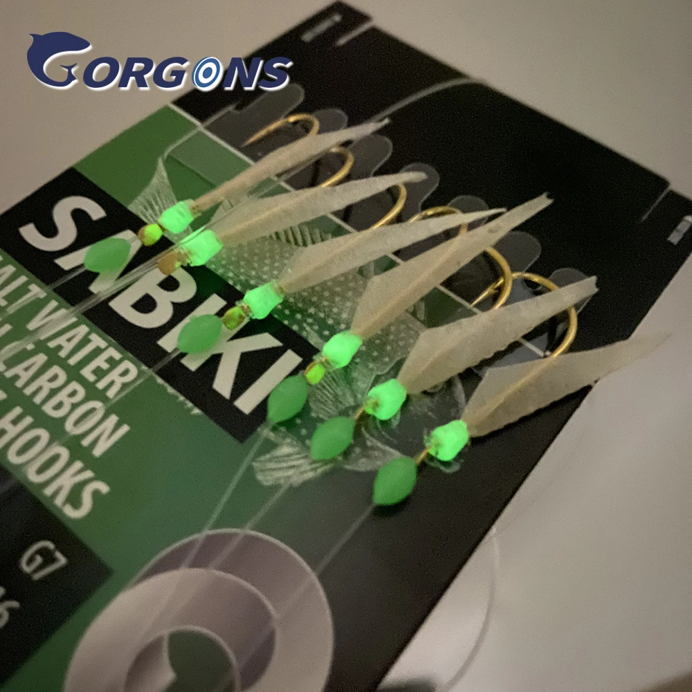 Gorgons 8# 10# 12# 14# 16# Fishing Flasher Rigs with Luminous Beads Sabiki hooks Rigs