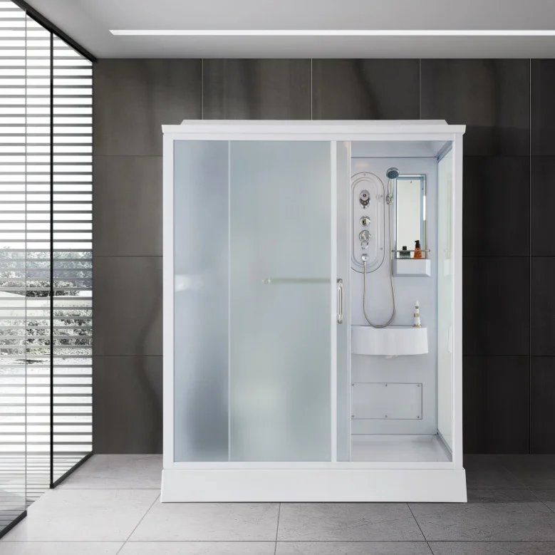 XNCP Modern Complete Prefab Bathroom Unit Sliding Open Mobile Shower Room with Tempered Glass and Acrylic Toilet Accessories
