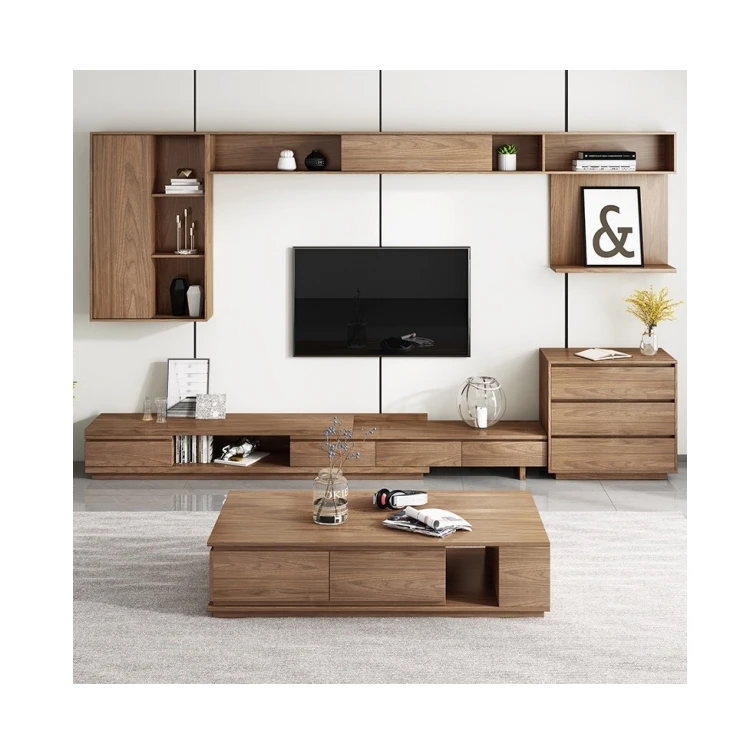 Custom Luxury Wood  Living Room Set Home Furniture Center Table  TV Stands Cabinets and Coffee Table Set