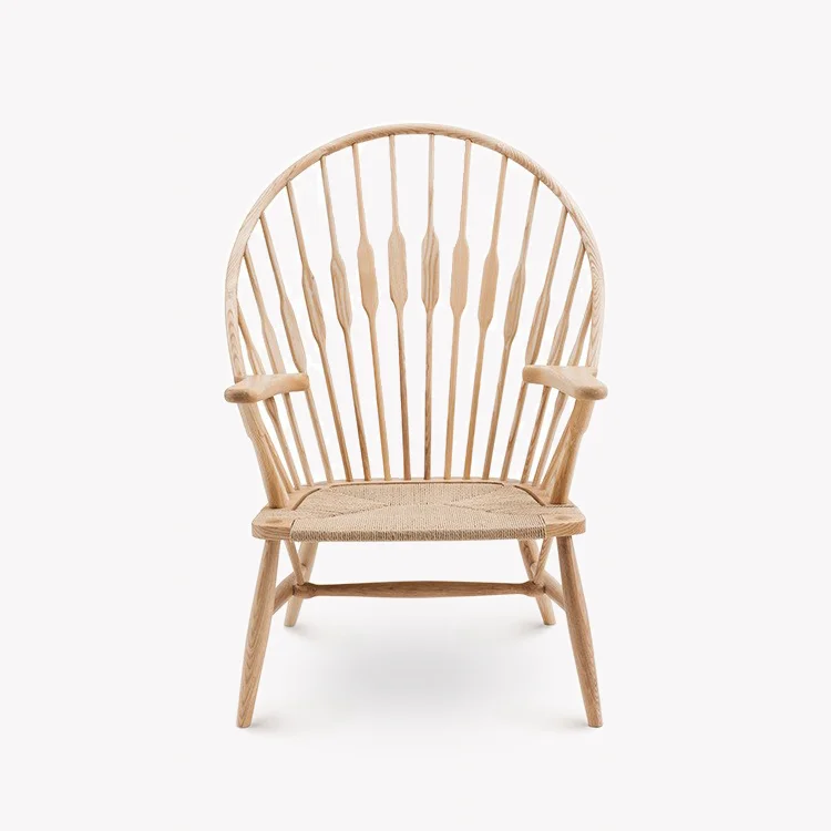 Solid wood sofa chair hand woven rattan natural solid wood ash wood recliner