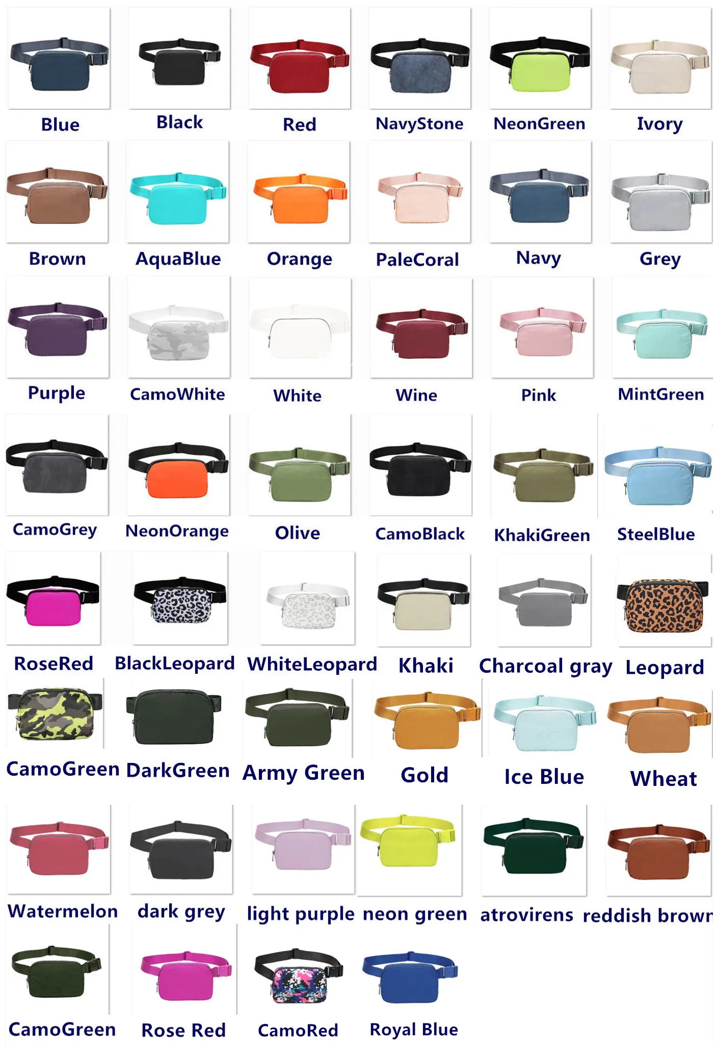 SG0347 Hot Selling 46 colors premium quality Mini nylon Fanny Pack Everywhere Women belt loop bag