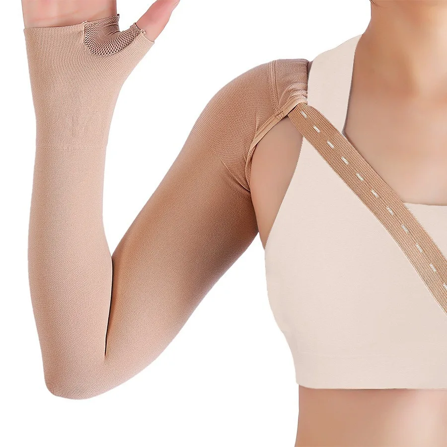 Graduated palm sleeve compression shoulder brace shoulder protector high quality medical grade arm sleeves with adjustable strap