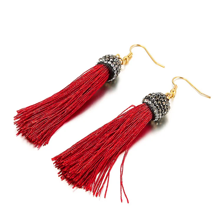 
New Bohemia Tassel Earrings Fashion Rhinestone Rope Earrings Wholesale 