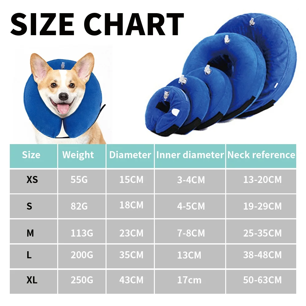 Belt Crown Protective Inflatable Collar for Dogs and Cats Pet Recovery Collar Does Not Block Vision