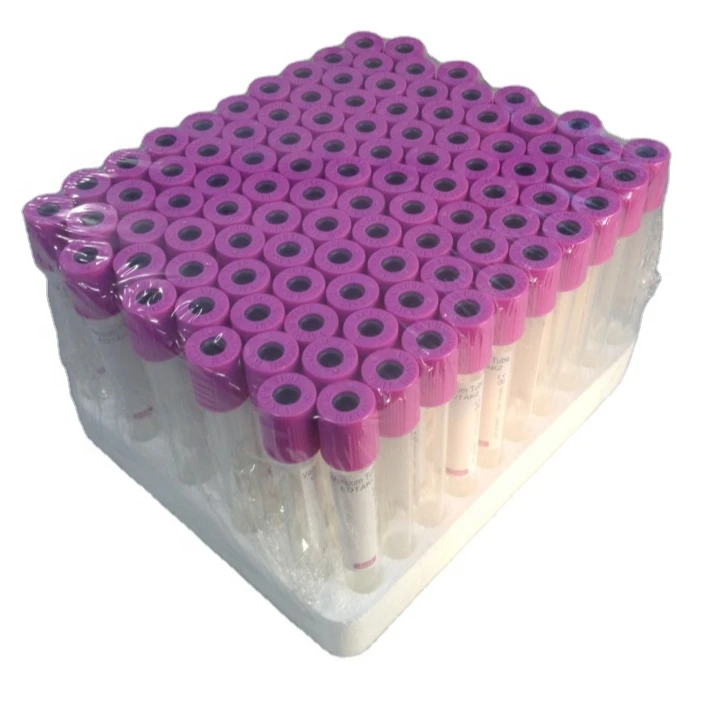 Medical purple vacuum/non vacuum k3 edta blood collection tube for single use