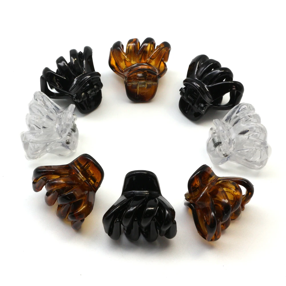
Lirong 12Pcs(4 Pcs Black+4 Pcs Tortoise+4Pcs Clear) Small Mini Hair Claw Clips Plastic Hair Accessories With Gift Box For Girls 