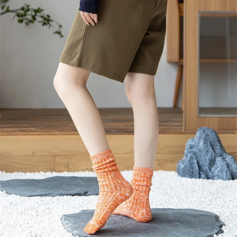 WUYANG FACTORY WY-094 Wholesale women slub yarn marled twisted socks with colorful slouch sock with multi colors to be selected
