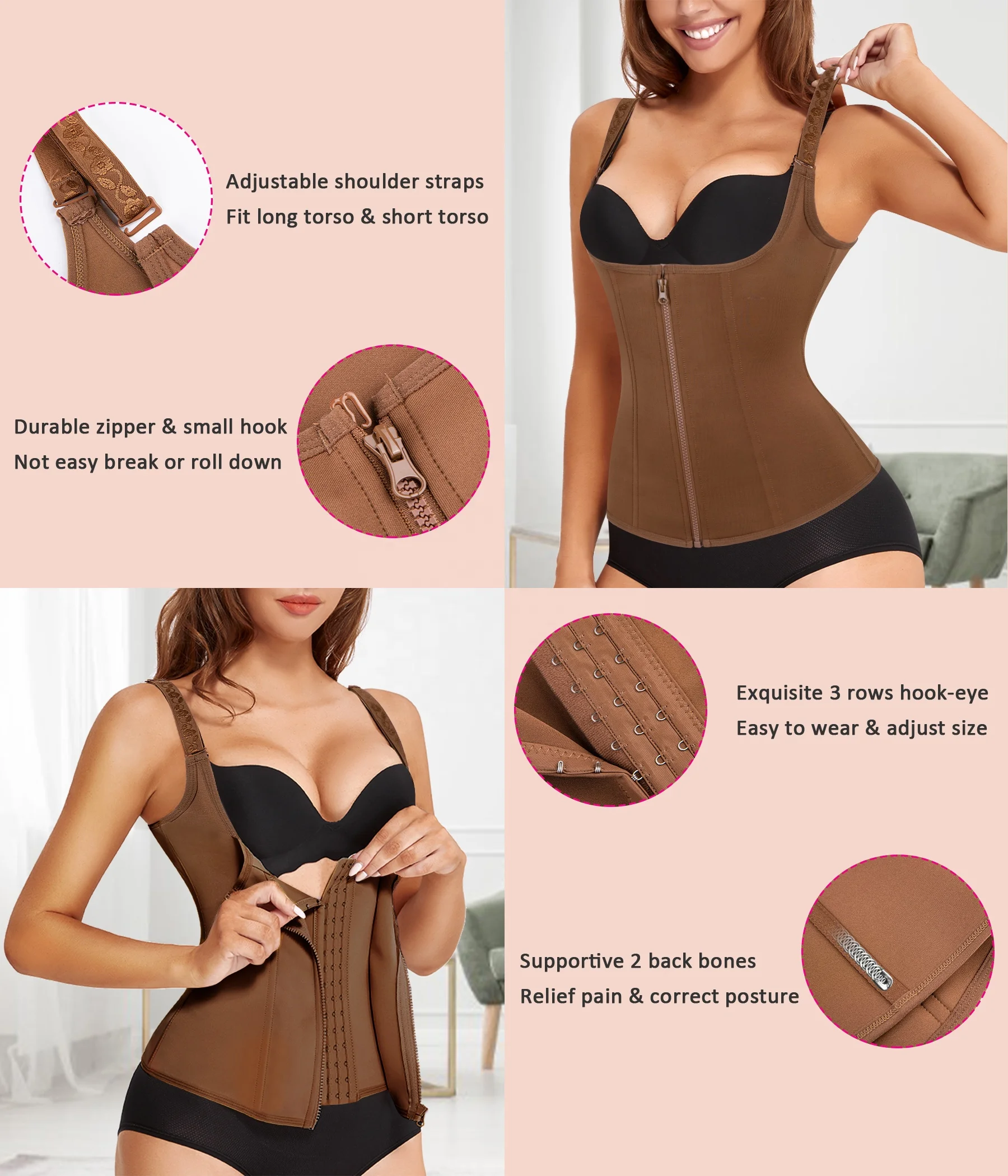 Waist Trainer Corset for Women Tummy Control Sport Workout Body Shaper Cincher Trimmer Tank Top Sport Girdle with Steel Bones