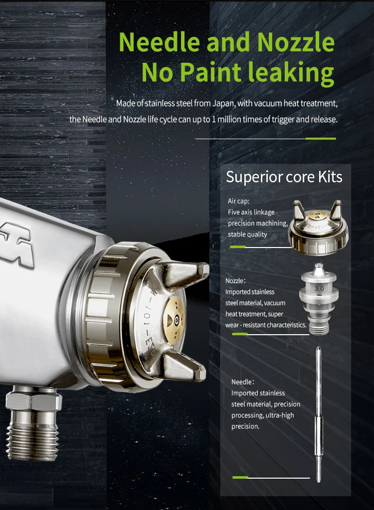 Meite MT-WA200 большой хромированный автоматический распылитель Профессиональный Пневматический распылитель