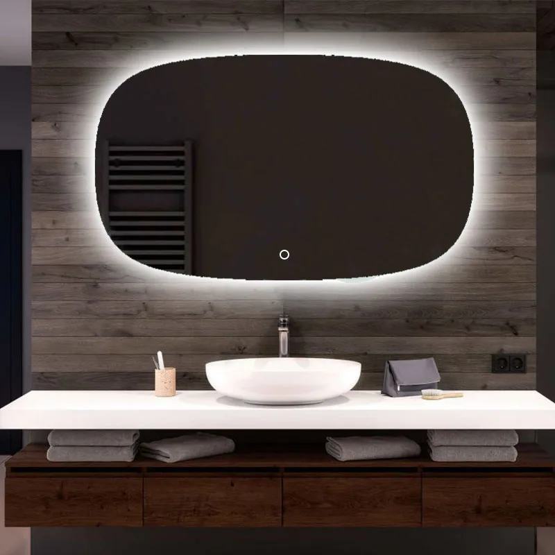 Touch Screen Wall Mounted Lighted Modern Bath Mirrors LED Mirror Wholesale With Lights Around The Edge
