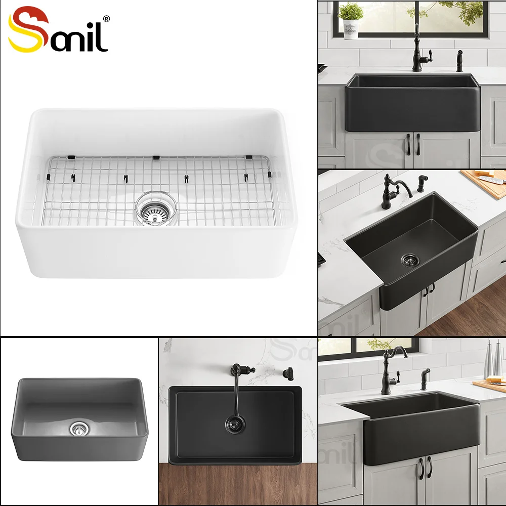 Multi-style ceramic kitchen sink single bowl fireclay farmhouse sink custom sink kitchen