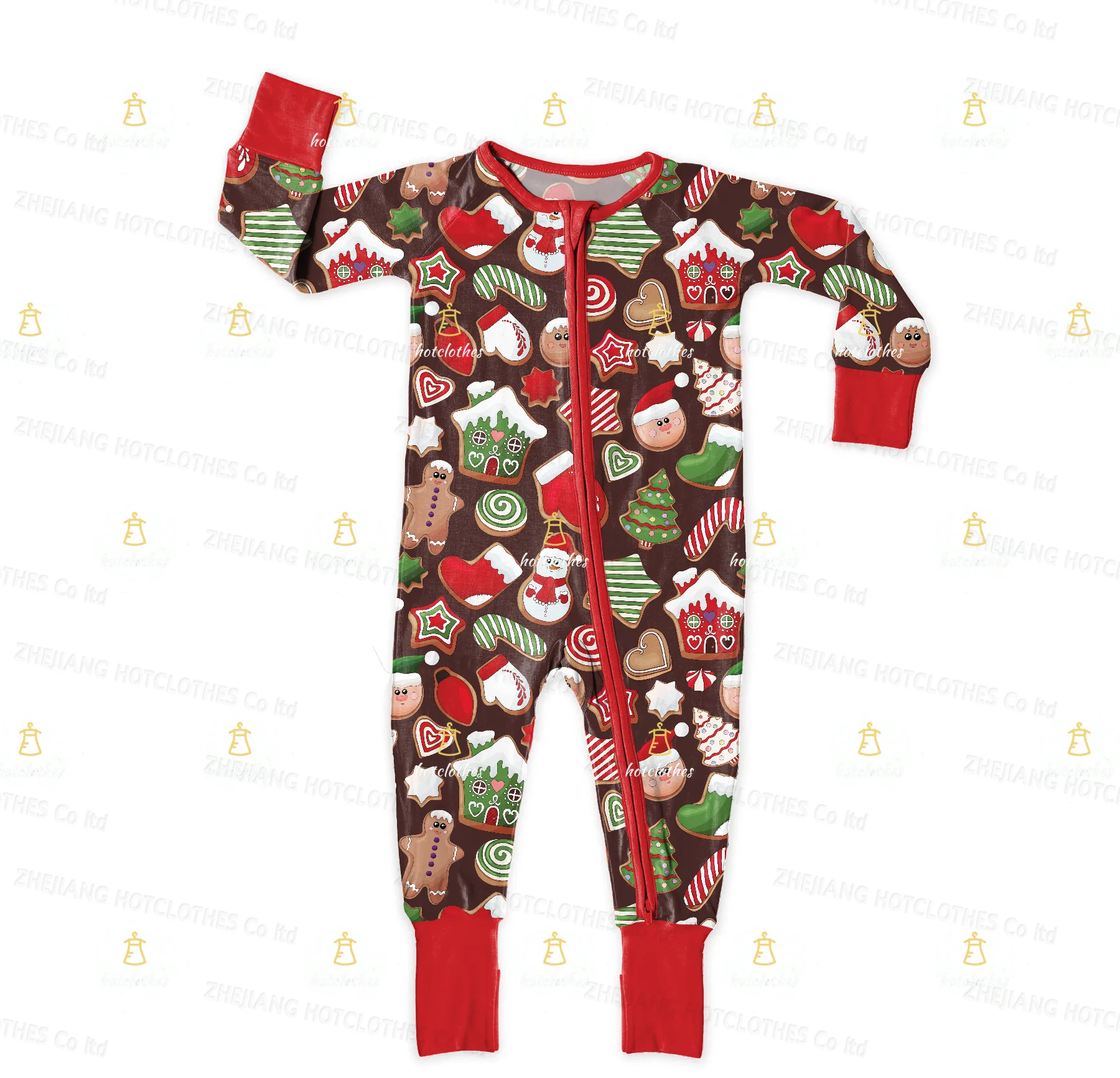 Custom Print Baby Zipper Bamboo Footed Pajamas