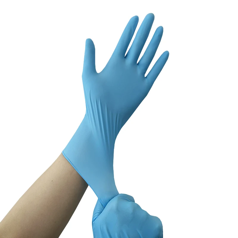 Wholesale Blue Powder Free Nitrile Gloves With High Quality household Disposable Nitrile Gloves