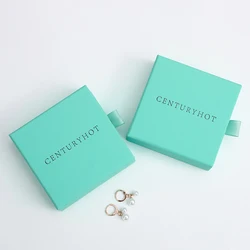 9*9cm Navy Blue Jewelry Cardboard Box Krafty Paper Packing Box  Drawer Package Boxes With Logo Custom