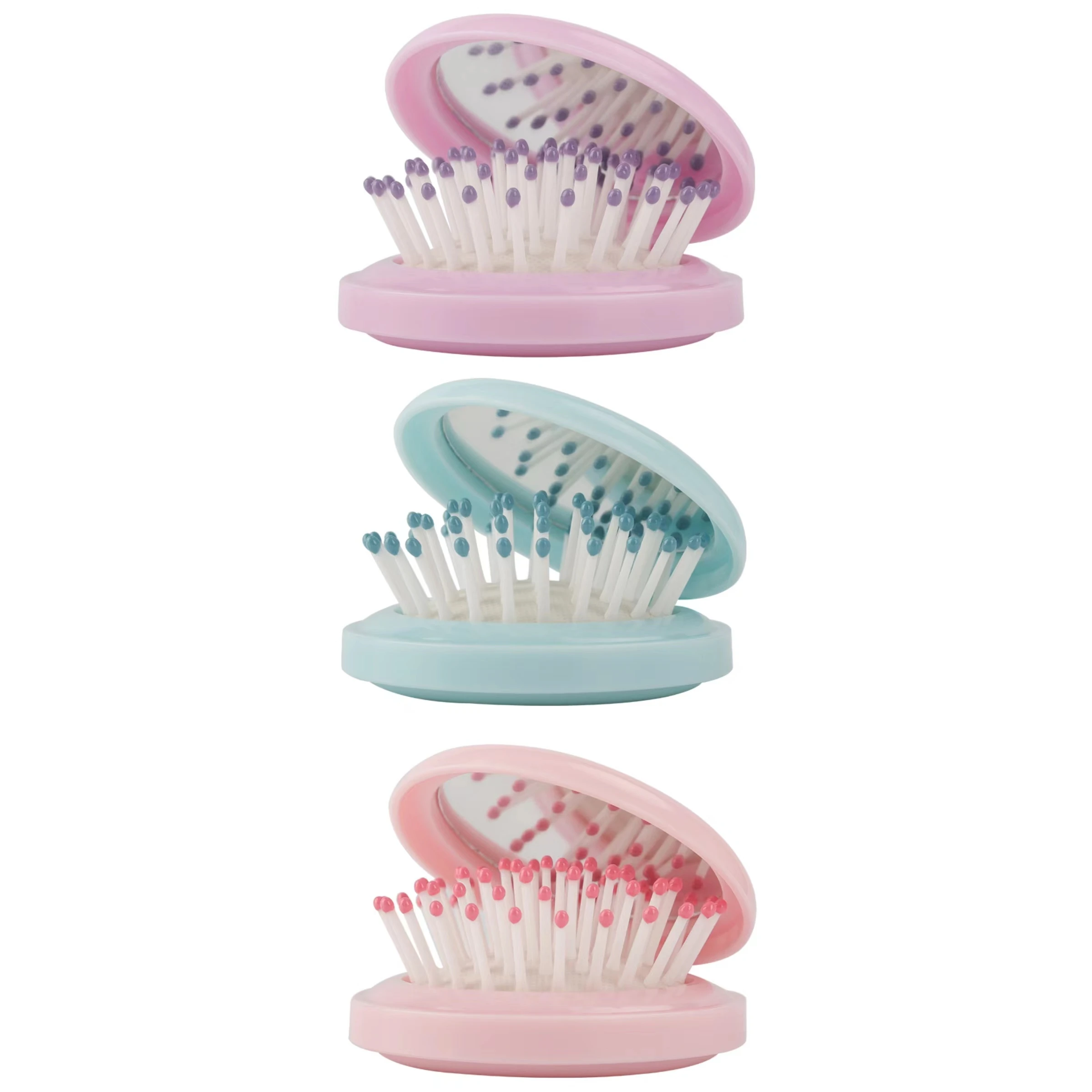 Best price Comb Multi Functional Cute Massager Foldable Plastic Hair Brush Comb with Mirror For Pocket Girl