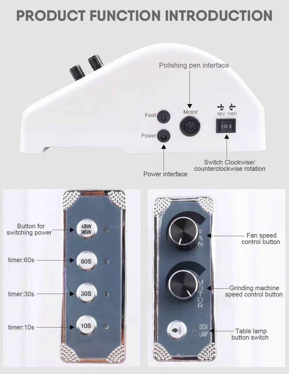 5 in 1 UV LED Lamp For Nails 39 leds Nail Dryer Fan For Manicure With Vacuum Cleaner Dust Collector Machine