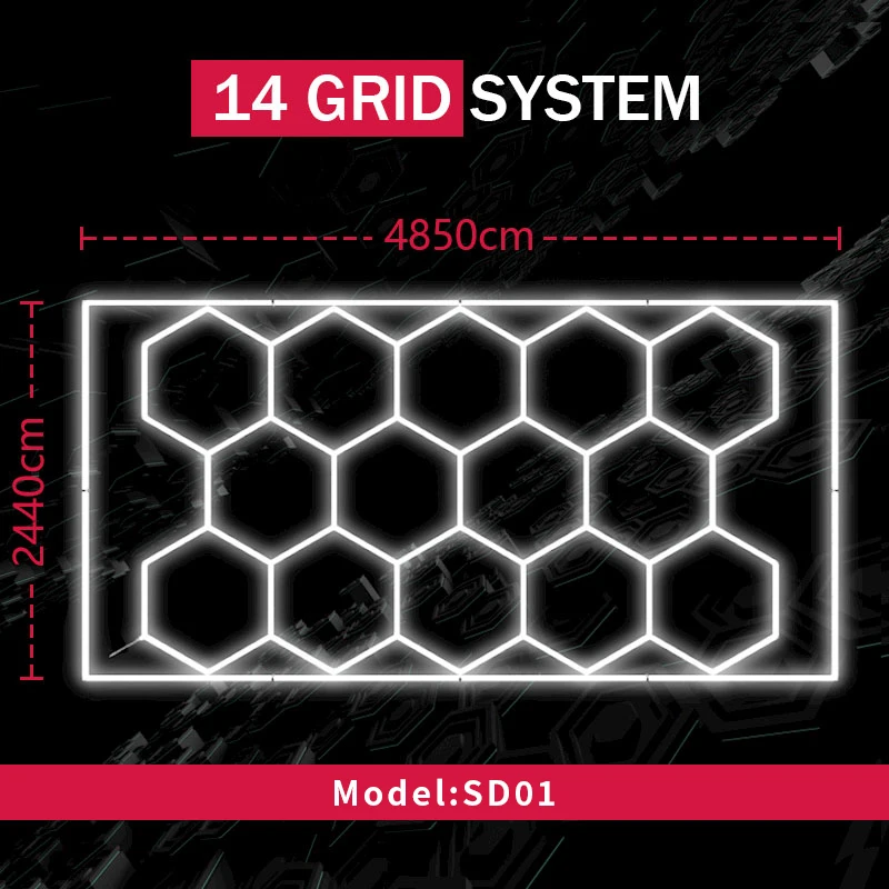 Hexagonal Led Lights Commercial Honeycomb Auto Detailing Light 6500K Hex Grid Lighting for Garage Ceiling Design