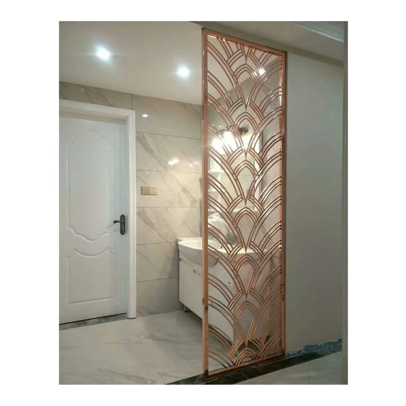 rose gold bronze color pvd coating brushed aluminum laser cutting stainless steel divider partition