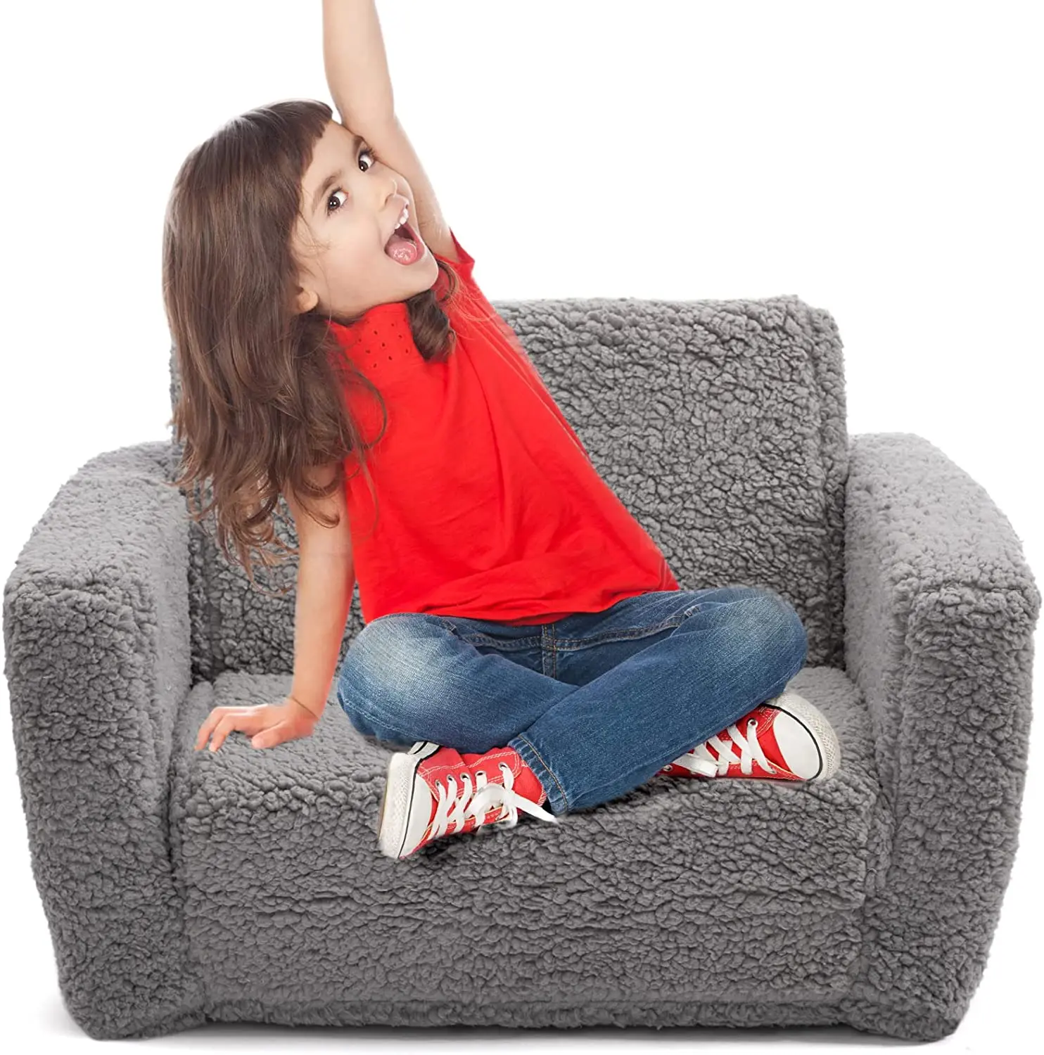 Convertible Sofa to Lounger Comfy 2-in-1 Flip Open Couch Sleeper for Kids