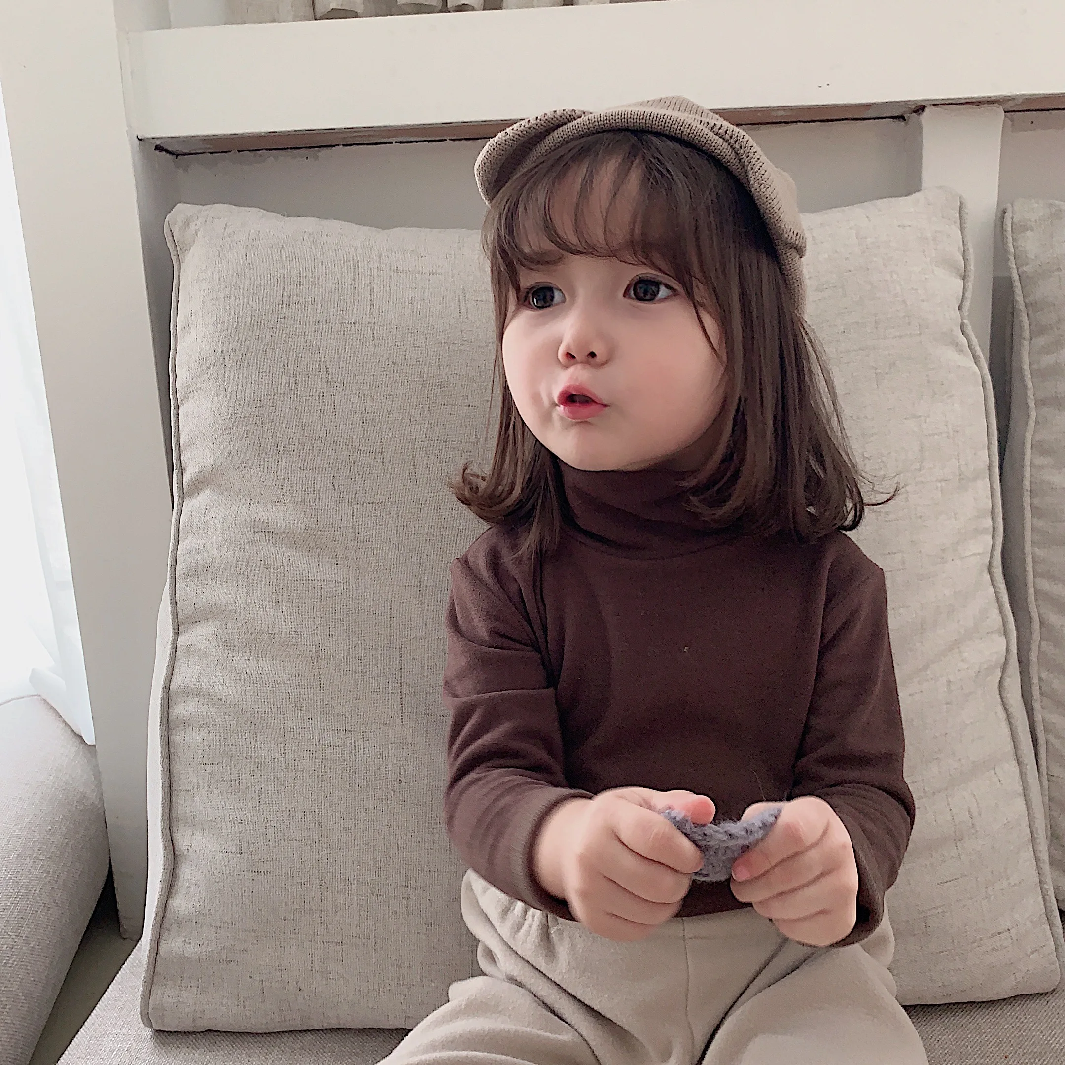 6115/Kids Long Sleeves Basic T Shirts Children Blank Plain T Shirts In Bulk For Custom  100% Cotton turtleneck t shirts