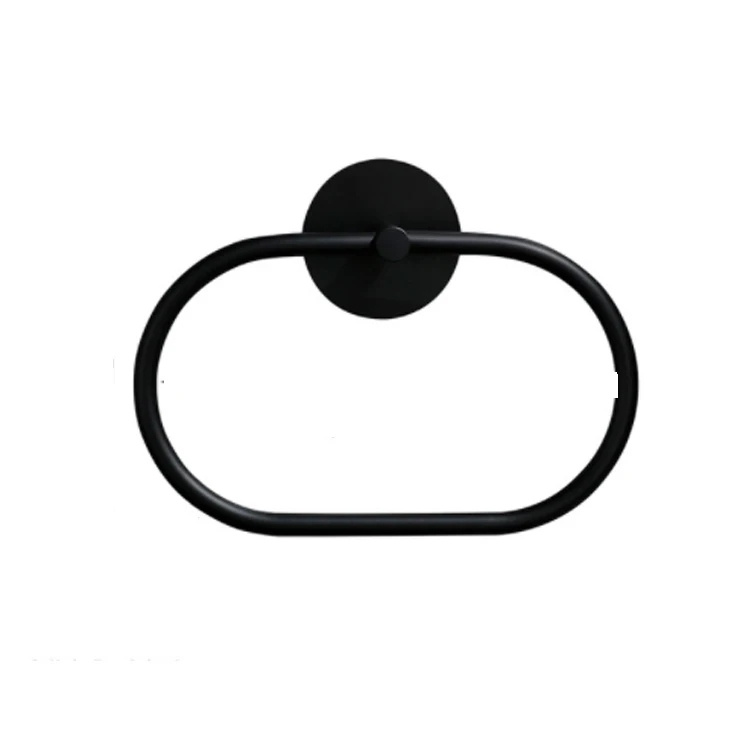 Hotel towel ring bathroom Oval shape self adhesive black hand towel ring round holder towel with ring