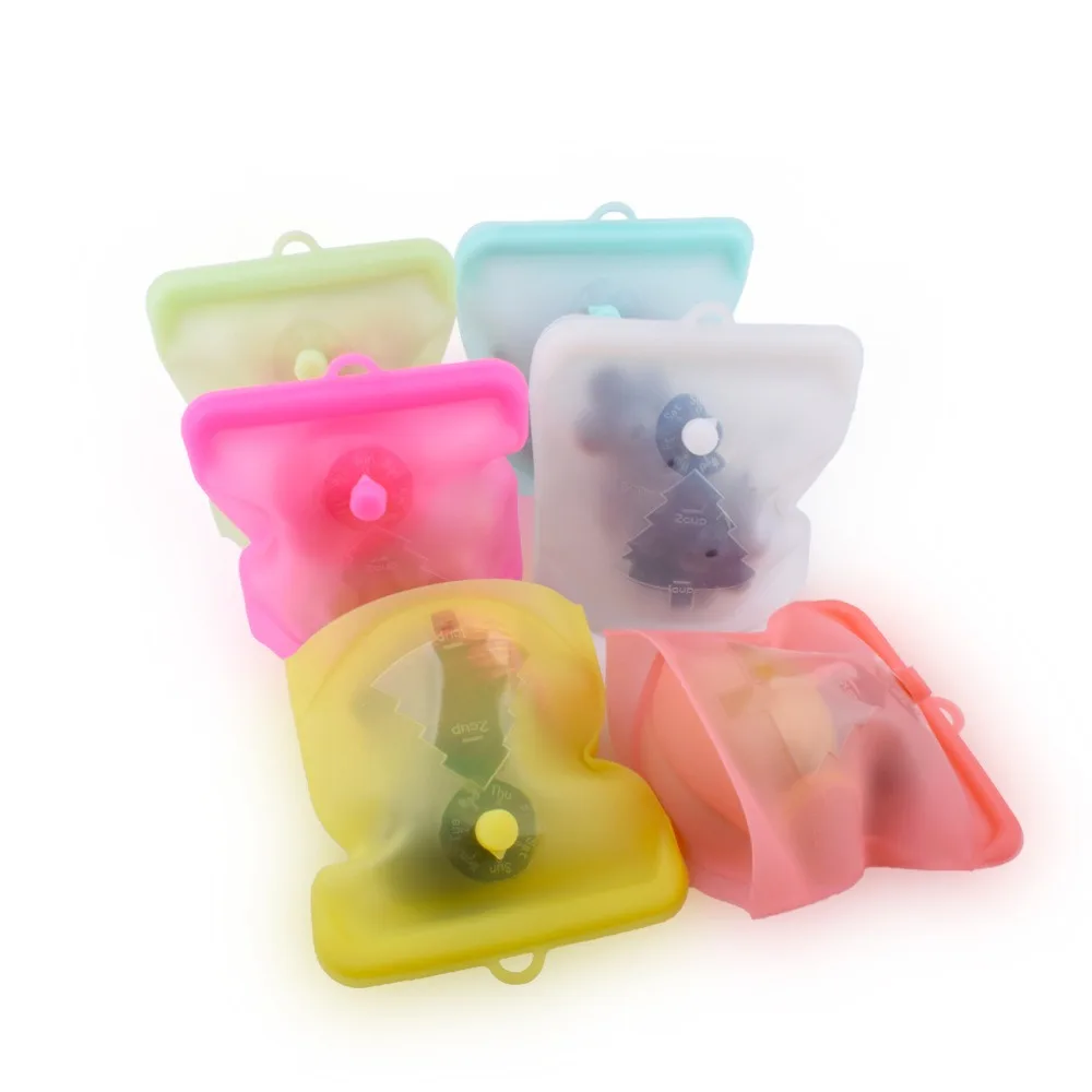 Self-Sealing Kitchen Food Grade Storage Bag Fresh-Keeping Vacuum Sub Packaging for Soup Frozen Food Camping Silicone Storage Bag