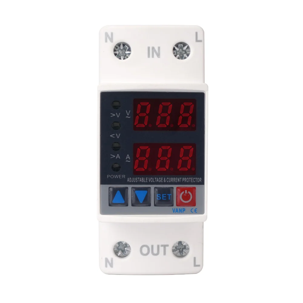 40A 63A Din Rail Intelligent Adjustable Undervoltage Current Protector Stabilizer