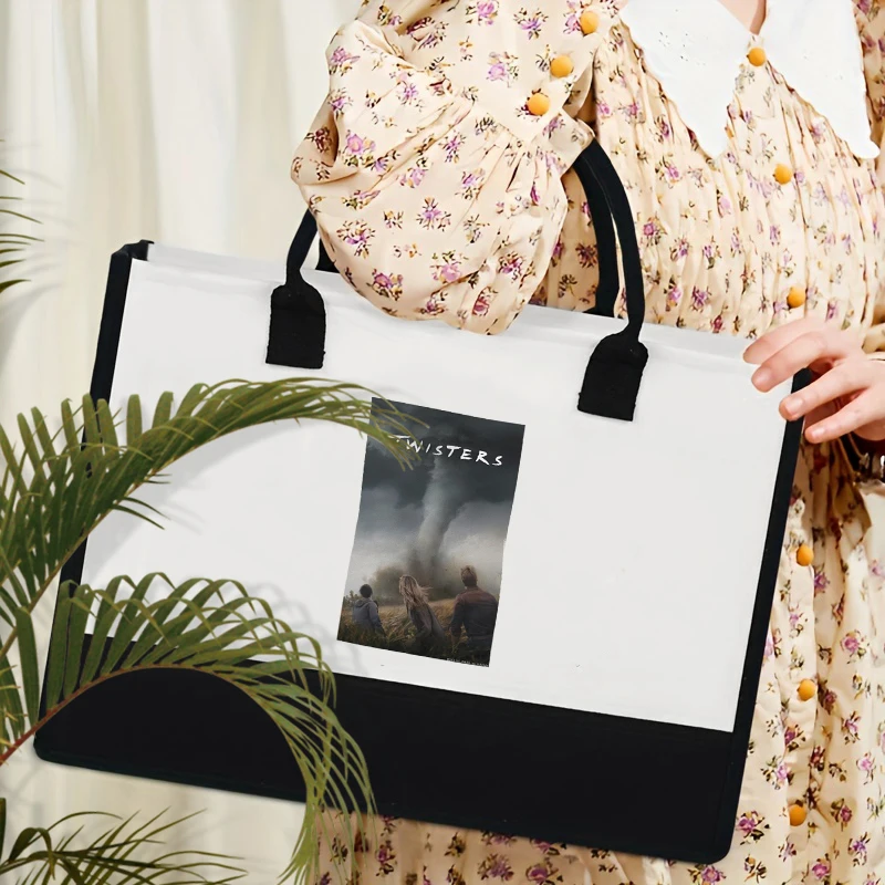 1 pc Twisters Poster   pattern Shipping large Personalized Canvas Beach Bag Monogrammed Gift Tote Bag for women