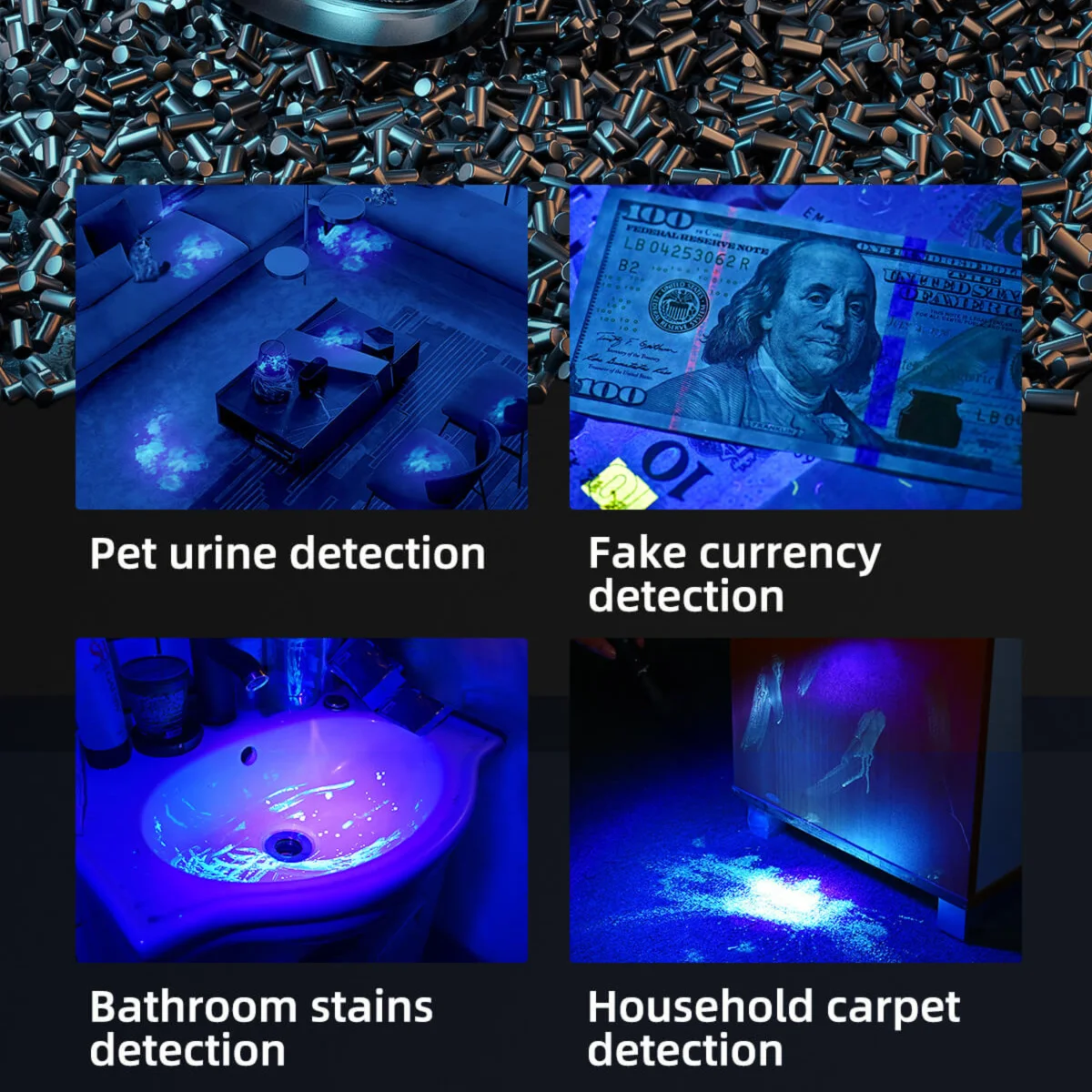 Peetpen L13UV 395 USB Перезаряжаемый черный свет Водонепроницаемые фонарики УФ-свет черный свет