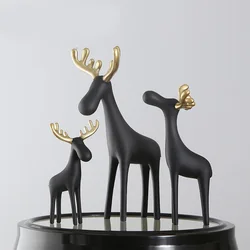 Nordic Golden Horn Deer Resin Crafts Desktop Christmas Animals Small Decoration