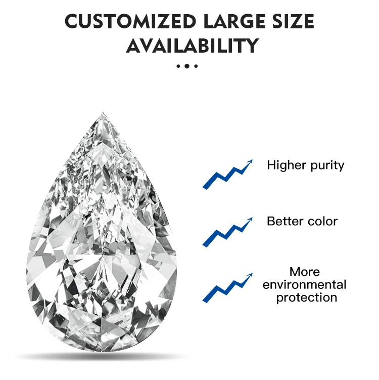 CRYSDIAM Pear Cut VS2 wholesale cvd diamonds cvd diamond lab grown cvd rough diamond big size