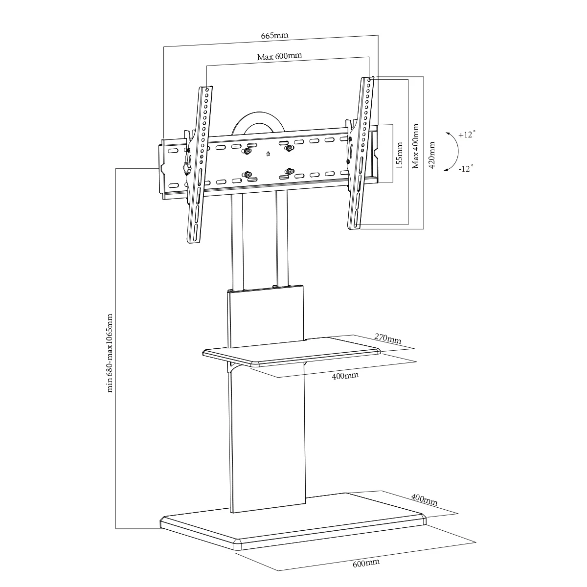 Wholesale Universal Swivel Tilt TV Stand with Wooden Base Height Adjustable Table Top TV Stand Mount Max VESA 400x400mm