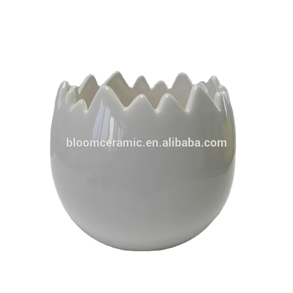 Yellow broken egg handmade cheap ceramic flower pot