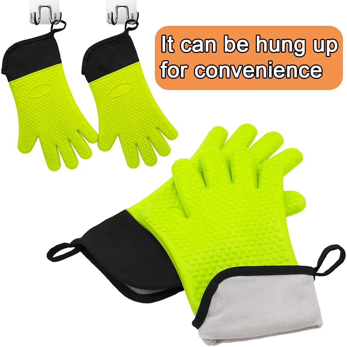 Long Waterproof Non-Slip Silicone Cooking Gloves Grilling Gloves Heat Resistant Gloves BBQ Kitchen Silicone Oven Mitts