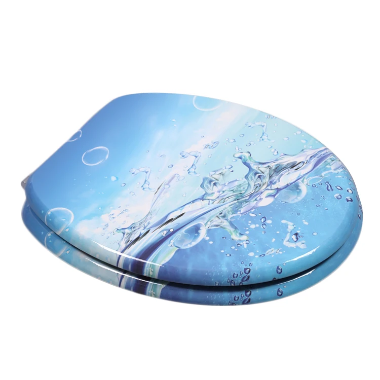 Bofan Molded Wood UV Water feature handicap printed classic best cheap beautiful striped Elongated toilet seats